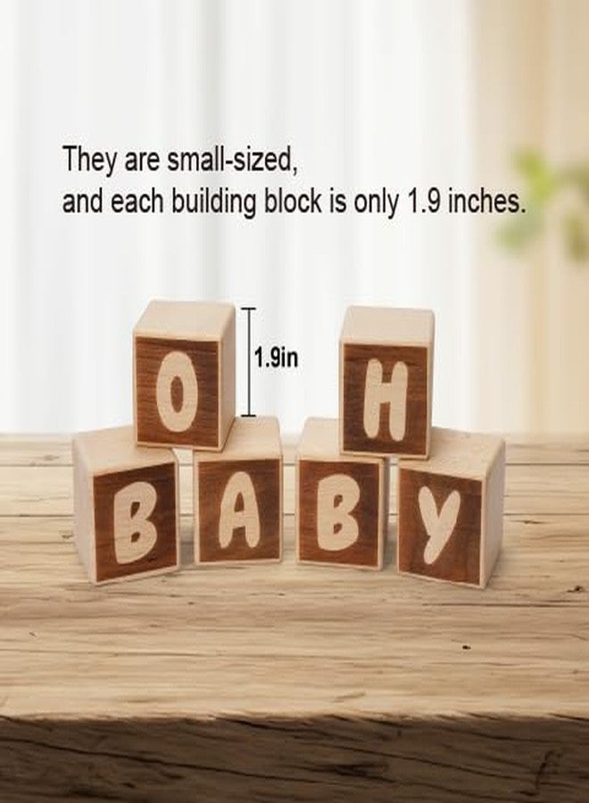 JTRF OH Baby Wooden Blocks for Baby Shower Party Table Centerpiece Decoration, Gender Reveal Letters Guestbook Keepsake - Small 2.0" Blocks - Image 2